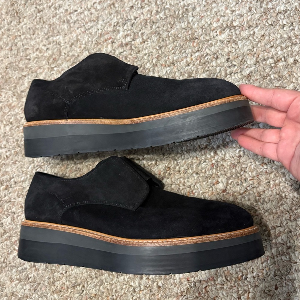 Vince Davy Slip-On Platform Oxford Loafer Women’s size 7.5 Black Suede